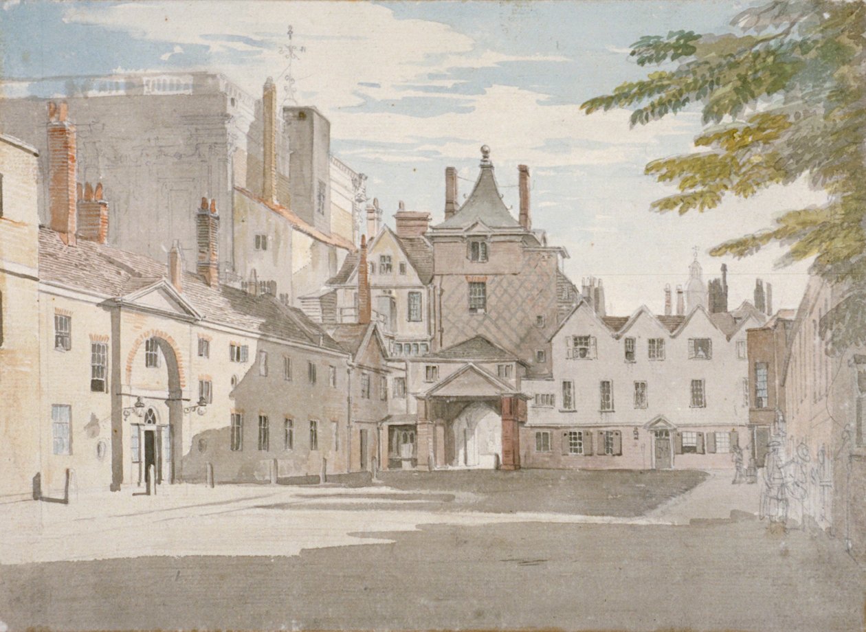 Scotland Yard med en del av Banqueting House, Whitehall, Westminster, London, c1776 av Paul Sandby