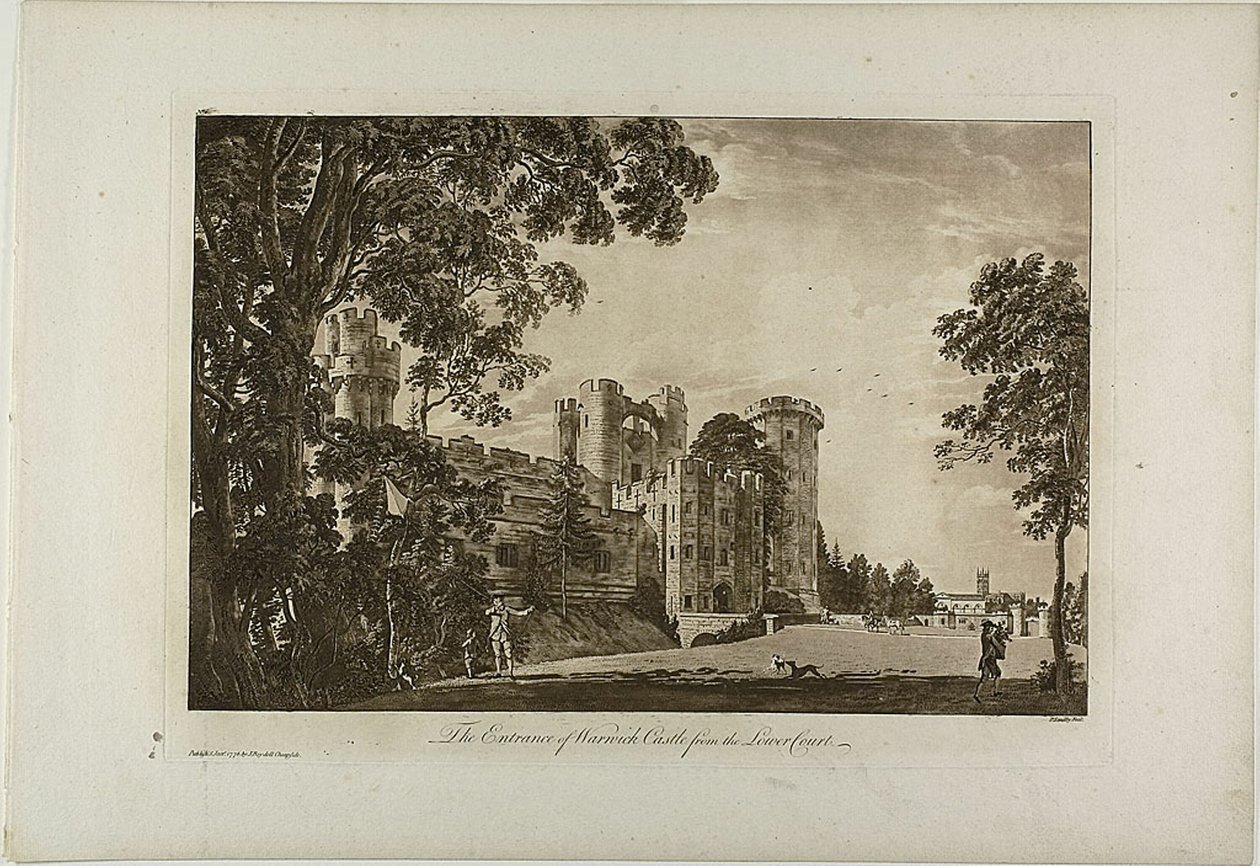 Inngangen til Warwick Castle fra Lower Court, plate 2 av Paul Sandby