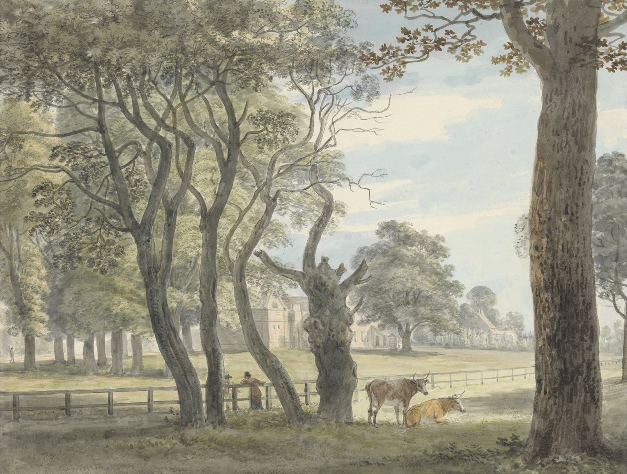 The Gunpowder Magazine, Hyde Park, ca. 1790 (akvarell, penn og blekk og fargestift over grafitt på papir) av Paul Sandby