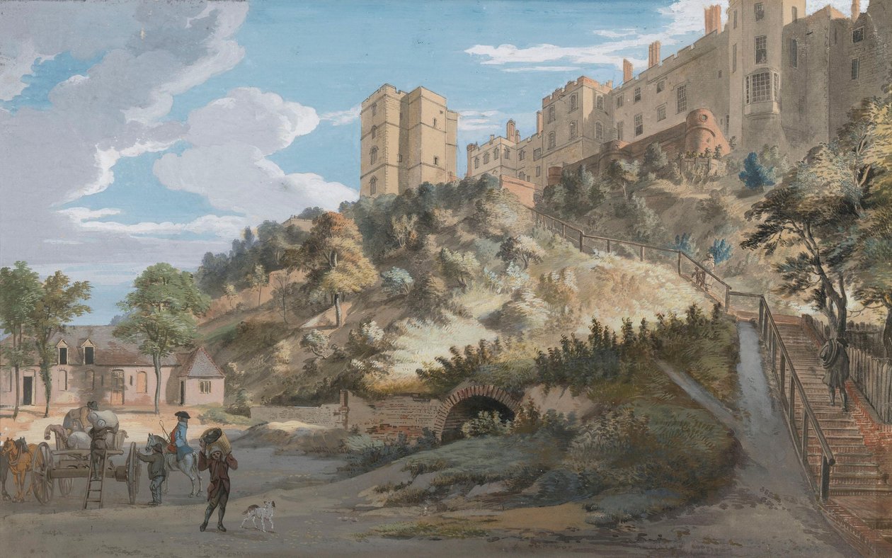 De hundre trinnene og Winchester Tower, Windsor Castle, Berkshire av Paul Sandby