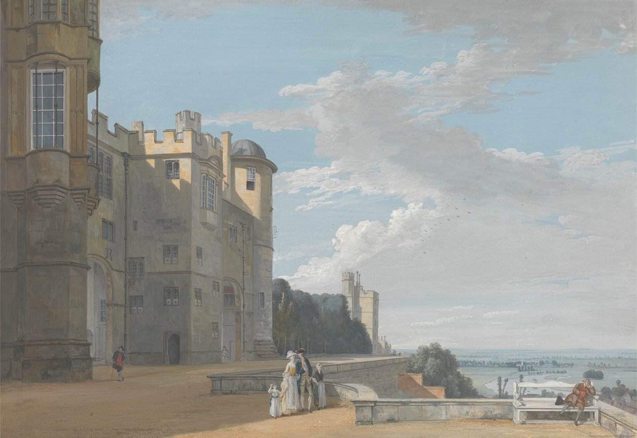 The North Terrace, Windsor Castle, ser vestover av Paul Sandby