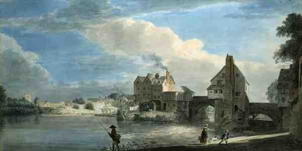 The Old Bridge at Shrewsbury (akvarell på papir) av Paul Sandby