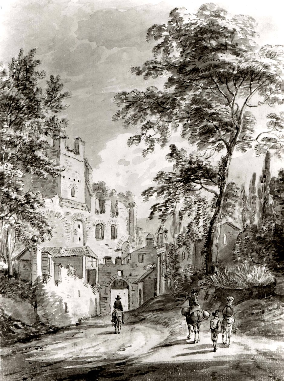Reisende som kommer inn i en by, 1751-1809. av Paul Sandby