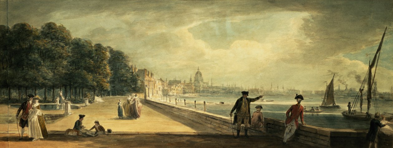 Utsikt over byen fra terrassen til Somerset House av Paul Sandby