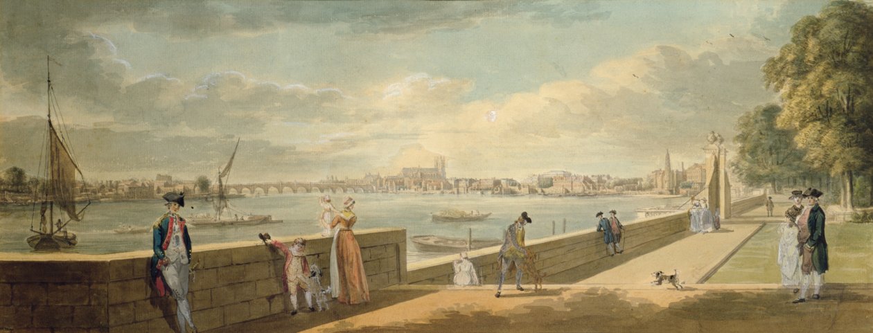 Utsikt mot Westminster fra terrassen til Somerset House av Paul Sandby