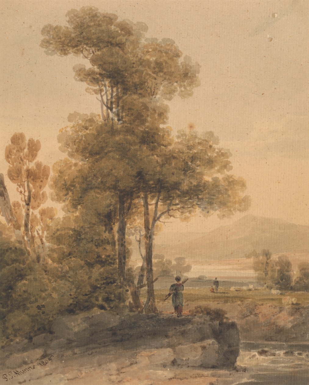 Landskap venteh Figurer, Cromach Water av Paul Sandby Munn