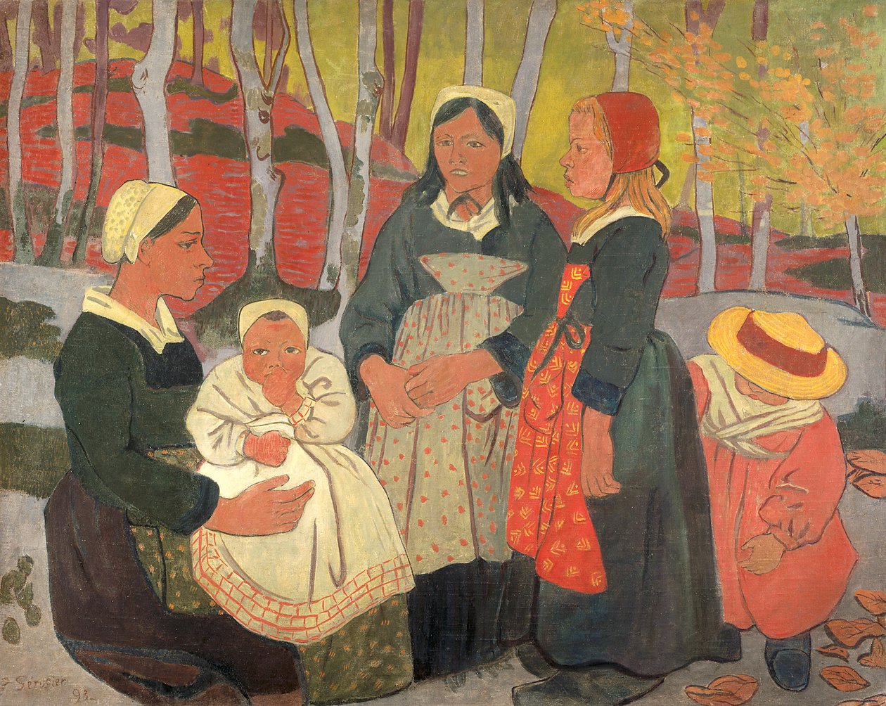 Bretons In The Forest Of Huelgoat (olje på lerret) av Paul Sérusier