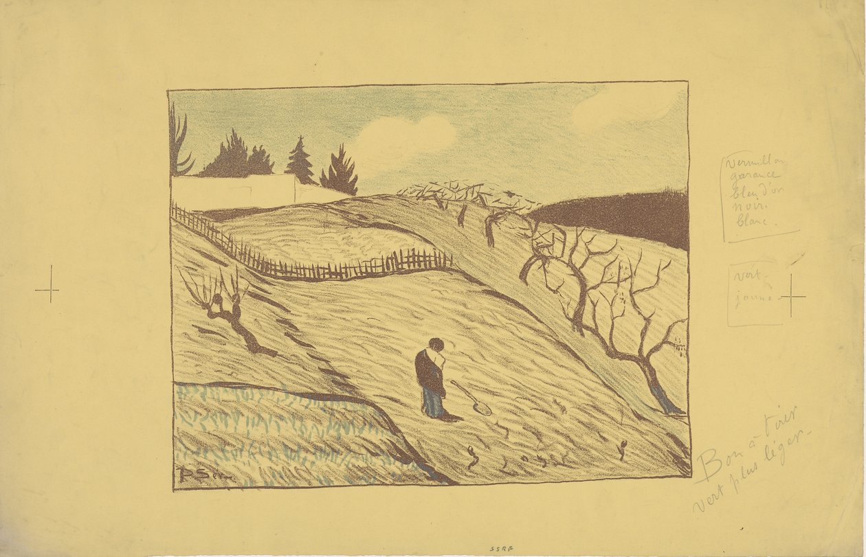 La fin du jour (Slutten på dagen) 1893 (farge litho) av Paul Sérusier