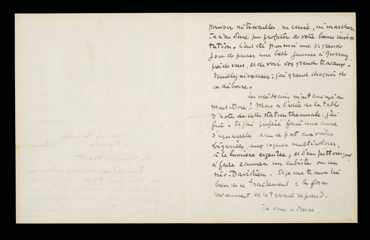 Autografbrev til Claude Monet, 21. juli 1920 av Paul Signac
