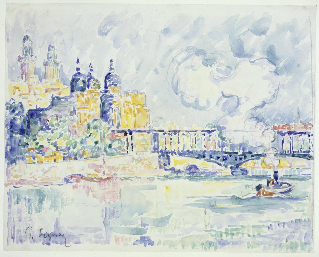 Seinen med Trocadéro og Pont de Passy i Paris av Paul Signac
