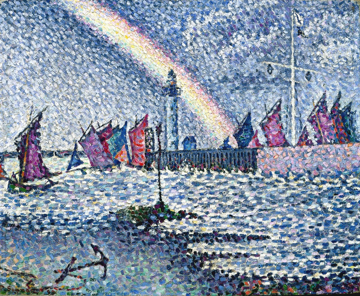 Inngang til havnen i Honfleur (olje på lerret) av Paul Signac