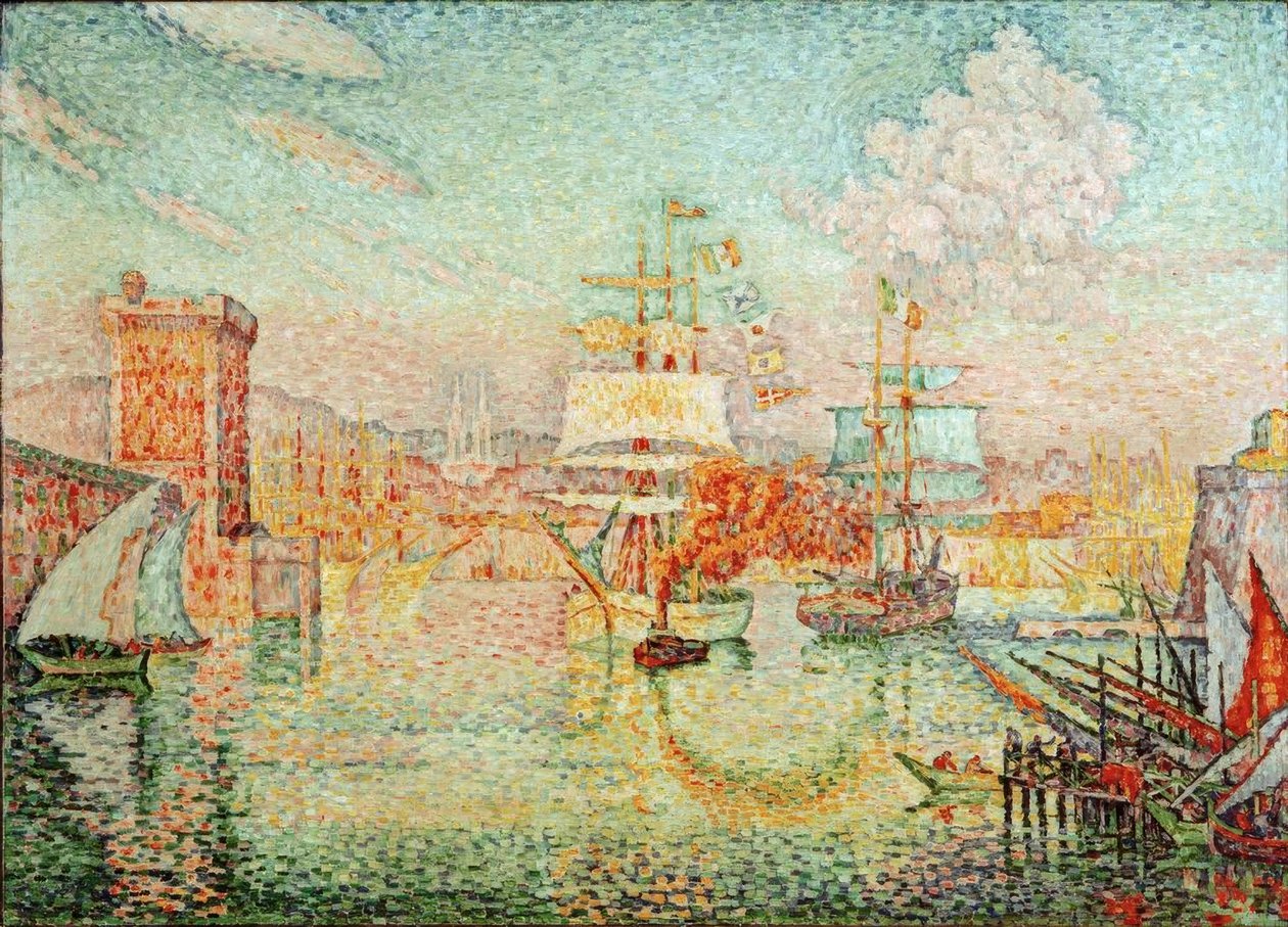 Inngang til havnen i Marseille av Paul Signac