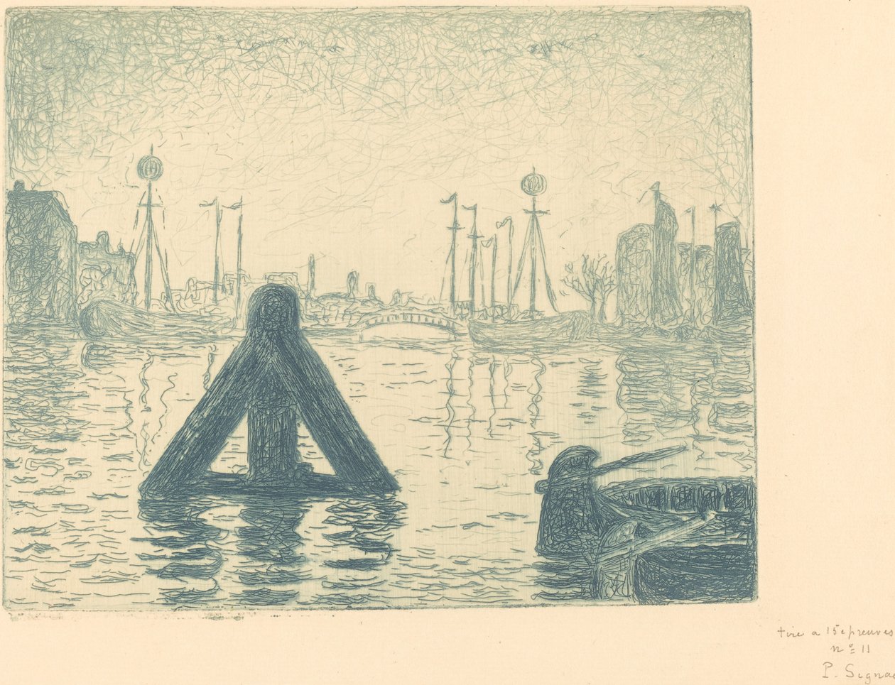 Havn i Holland - Flushing (La balise - En Holland, Flessingue) av Paul Signac