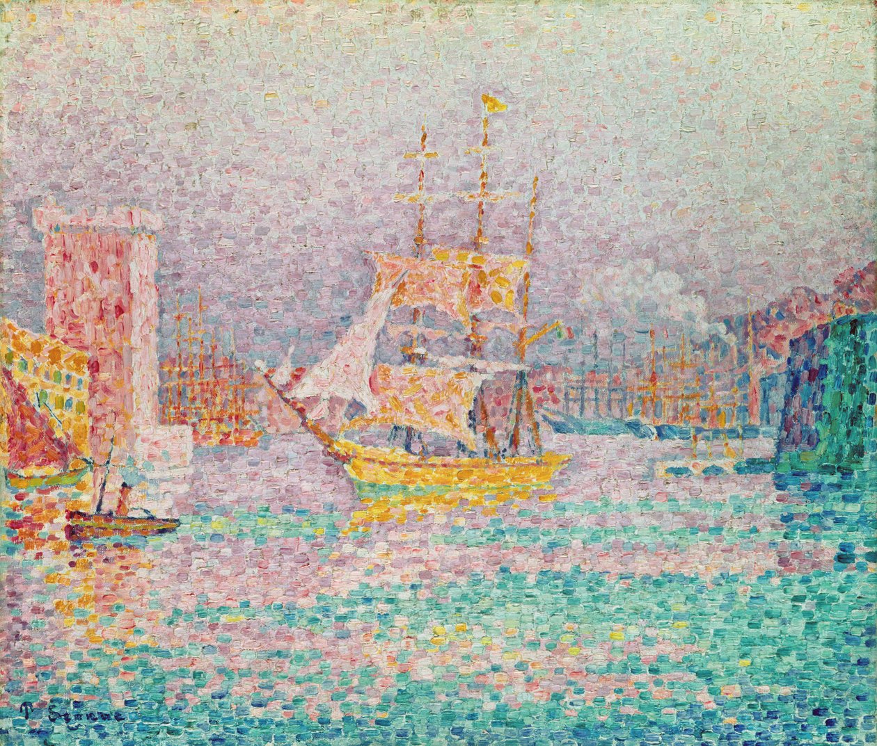 Havn i Marseille, ca. 1906 av Paul Signac
