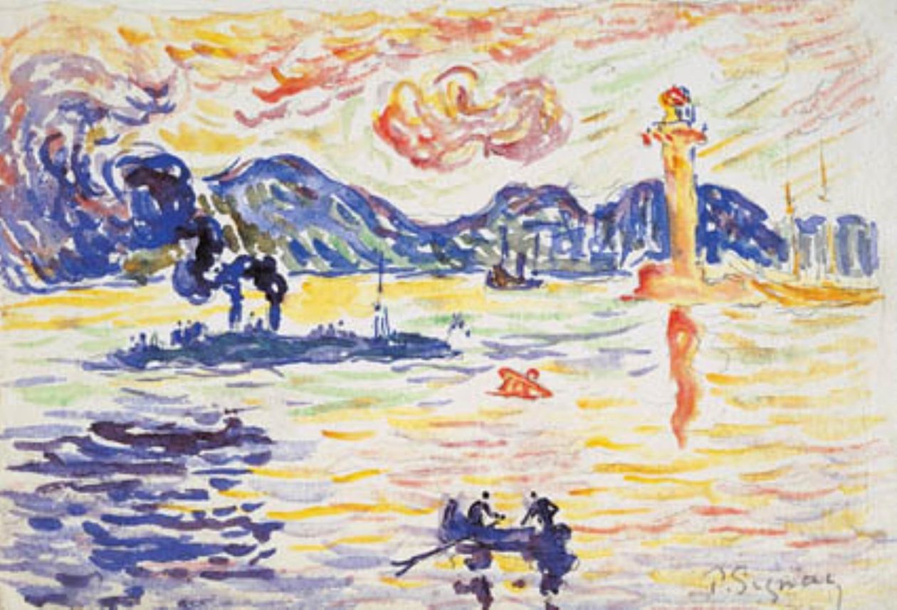 Havnen i Saint-Tropez med ødeleggeren Midi de la France av Paul Signac
