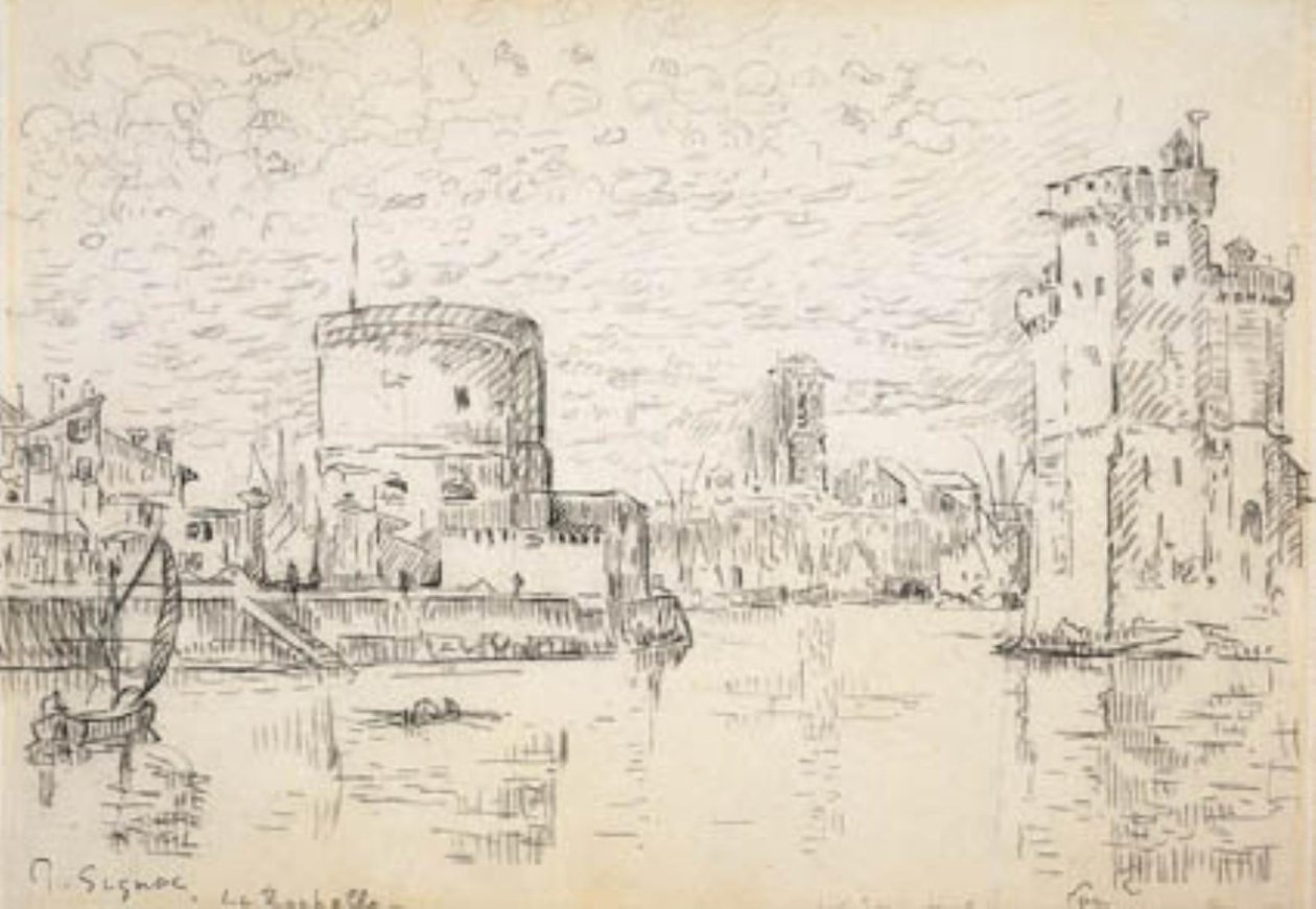 Inngangen til det gamle havnebassenget i La Rochelle av Paul Signac