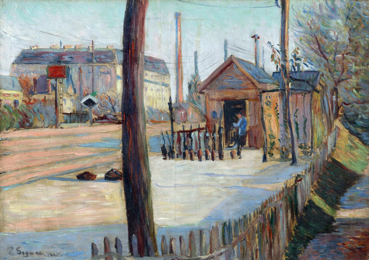 Jernbanekryss nær Bois Colombes (Frankrike) - Maleri av Paul Signac (1863-1935), olje på lerret (46,4x65cm) av Paul Signac