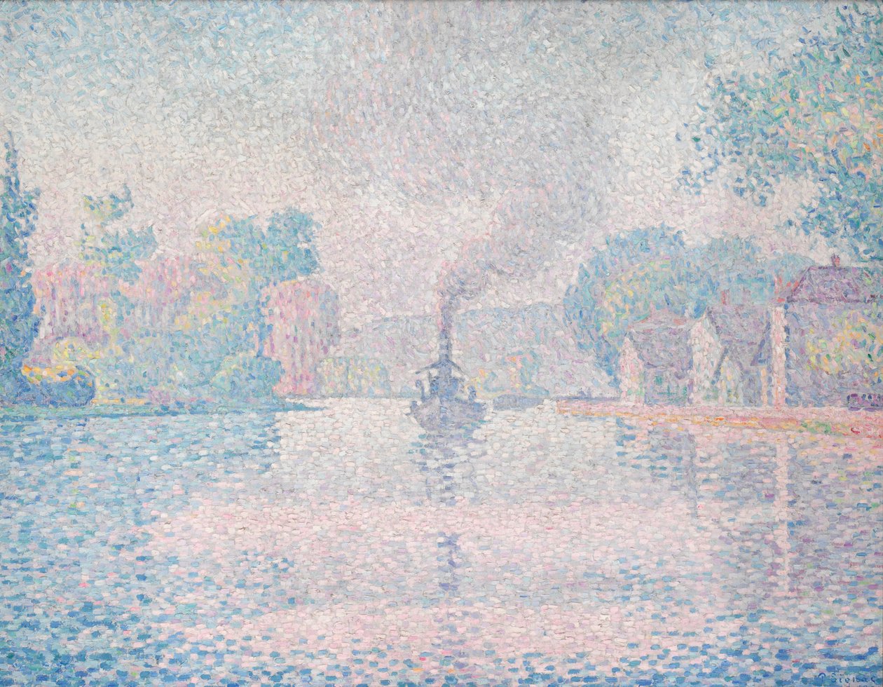 LHirondelle Steamship Seine nær Samois av Paul Signac