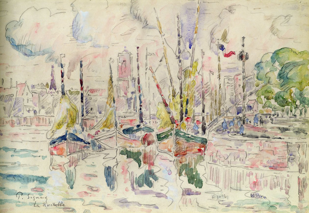La Rochelle (akvarell på papir) av Paul Signac