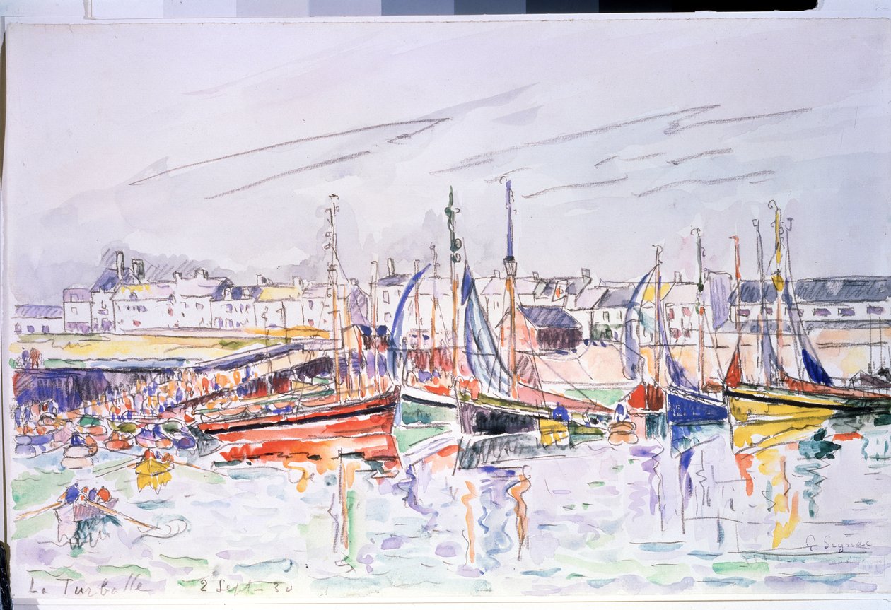 ""La Turballe"" Seilbåter i havnen i La Turballe i Loire Atlantique. Akvarell av Paul Signac (1863-1935) 1930 Pushkin-museet, Moskva av Paul Signac