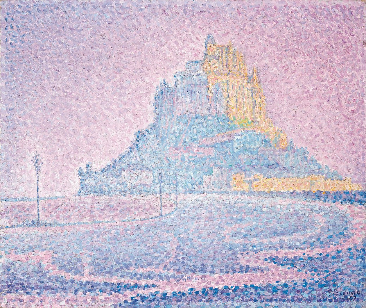 Mont Saint-Michel, tåke og sol, 1897 av Paul Signac