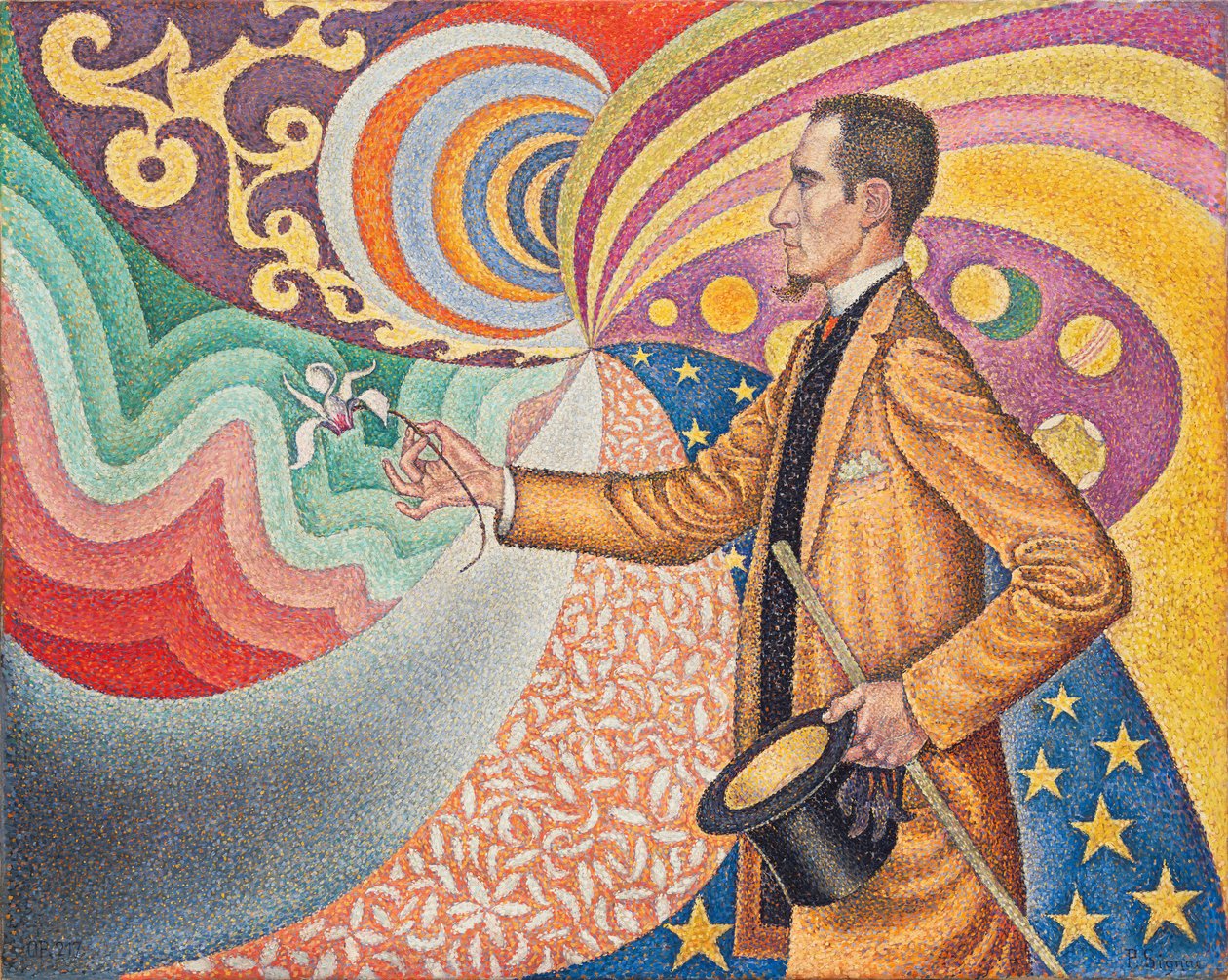 Opus 217. Mot emaljen av en bakgrunnsrytmikk med takter og vinkler, toner og fargetoner, Portrett av Felix Feneon i 1890 (olje på lerret) av Paul Signac