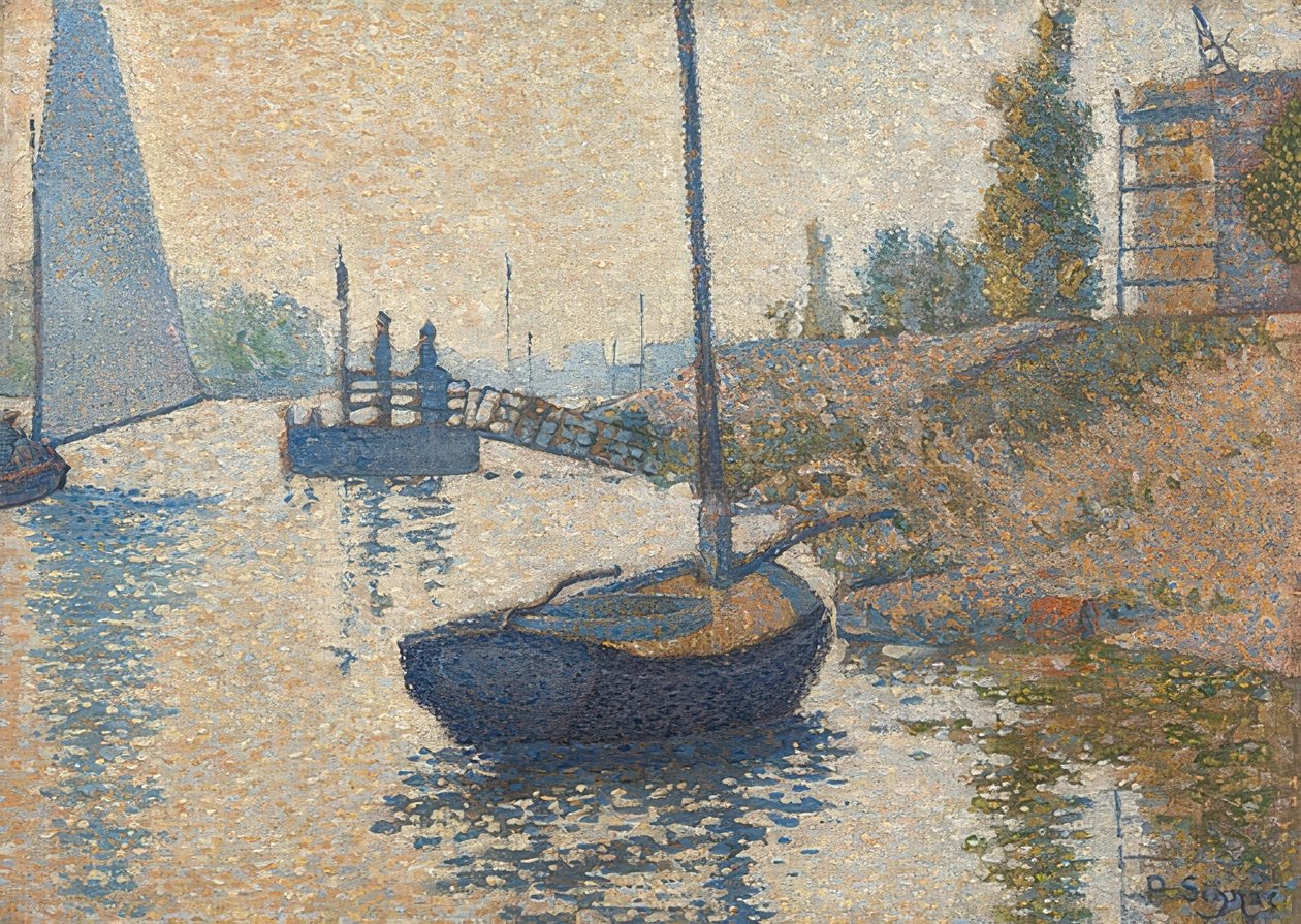 Ponton de la Félicité bei Asnières (Opus nr. 143). 1886 av Paul Signac