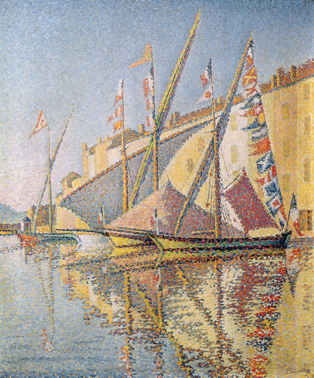 Seilbåter i St. Tropez havn, 1893 av Paul Signac