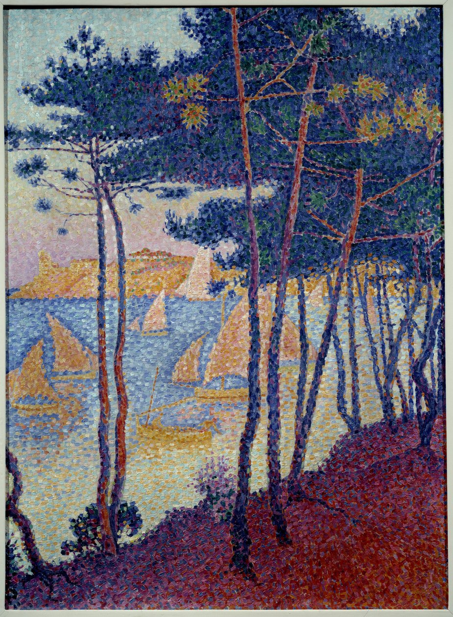 Seil og furu-maleri av Paul Signac (1863-1935) 1896 privat samling av Paul Signac