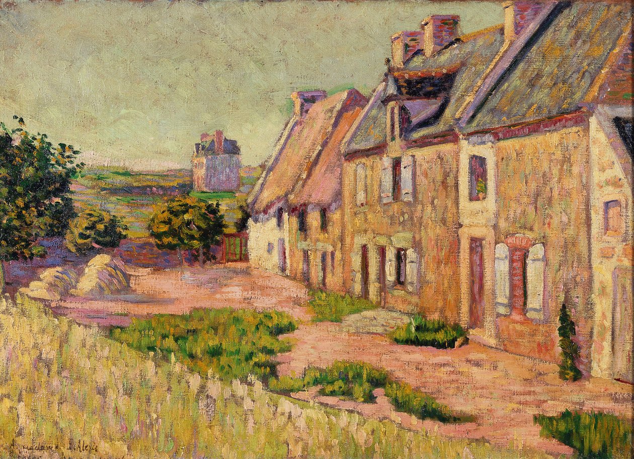 Saint-Briac, gårdsplass i byen Hue, 1885 av Paul Signac