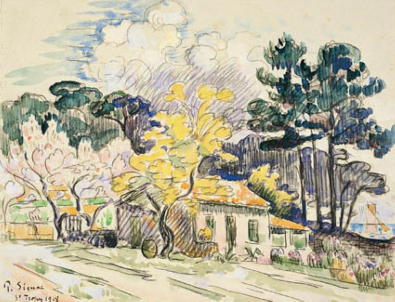 Saint Tropez. Skuret (?) av Paul Signac