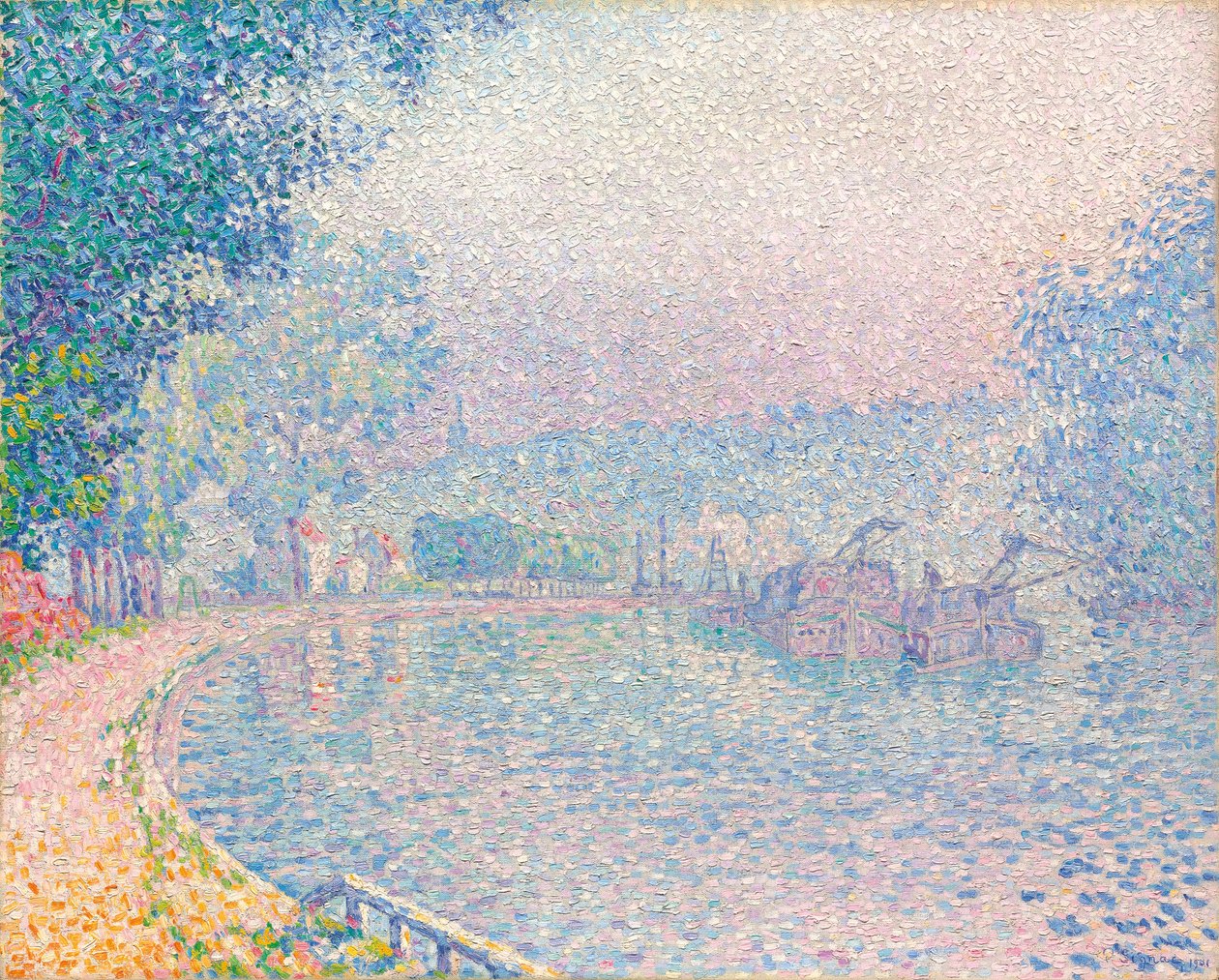 Samois, La Berge, morgen, 1901 av Paul Signac