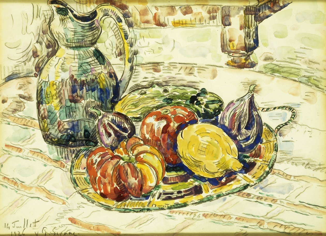 Stilleben med frukt; Nature Morte avec Fruits, 1926 av Paul Signac