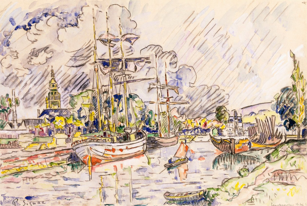 Havnen i Landerneau, 1921 av Paul Signac