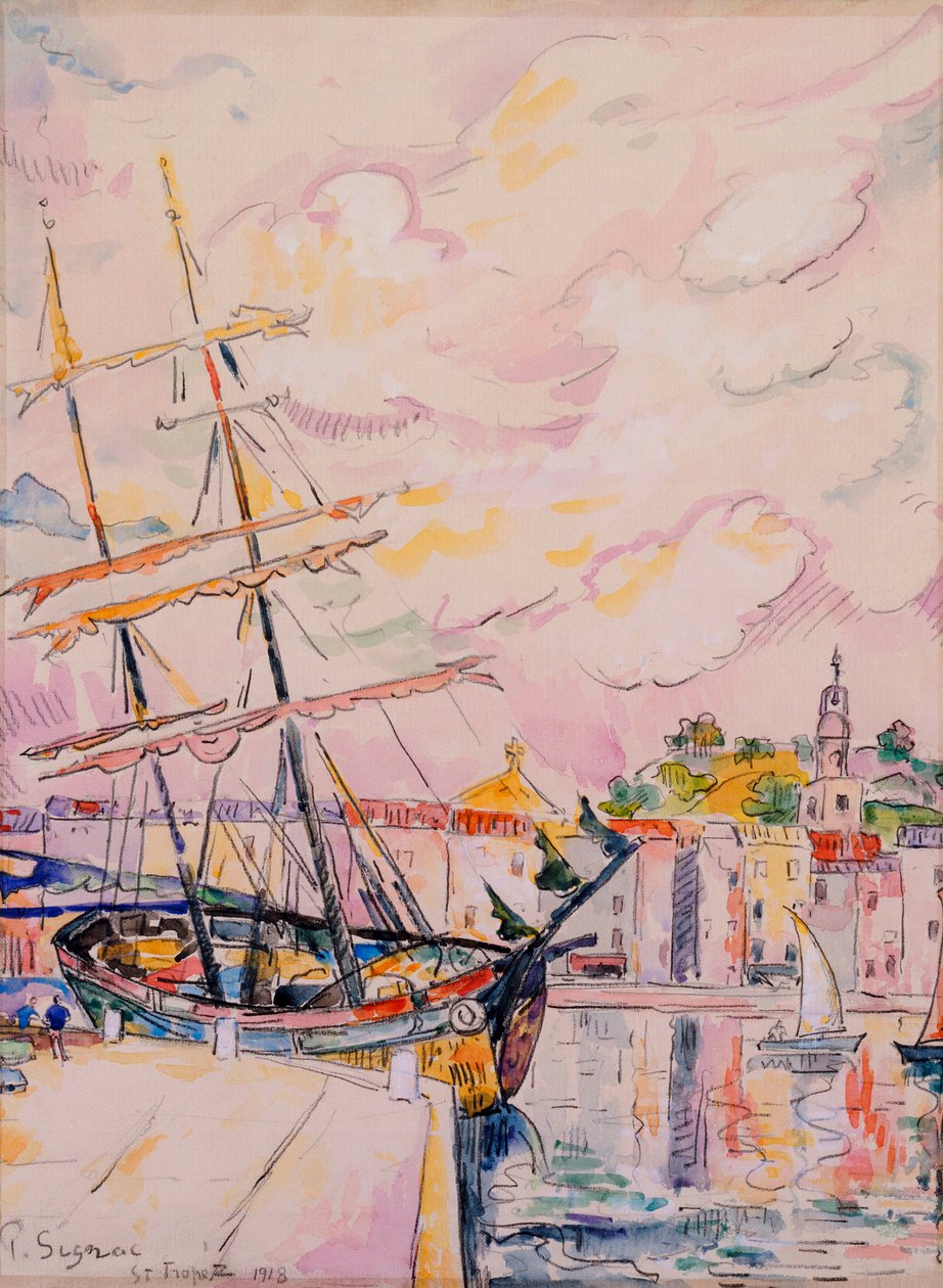 Havnen i Saint-Tropez, 1918 av Paul Signac
