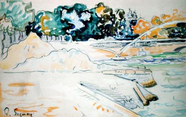 Seinen i Paris (akvarell på papir) av Paul Signac