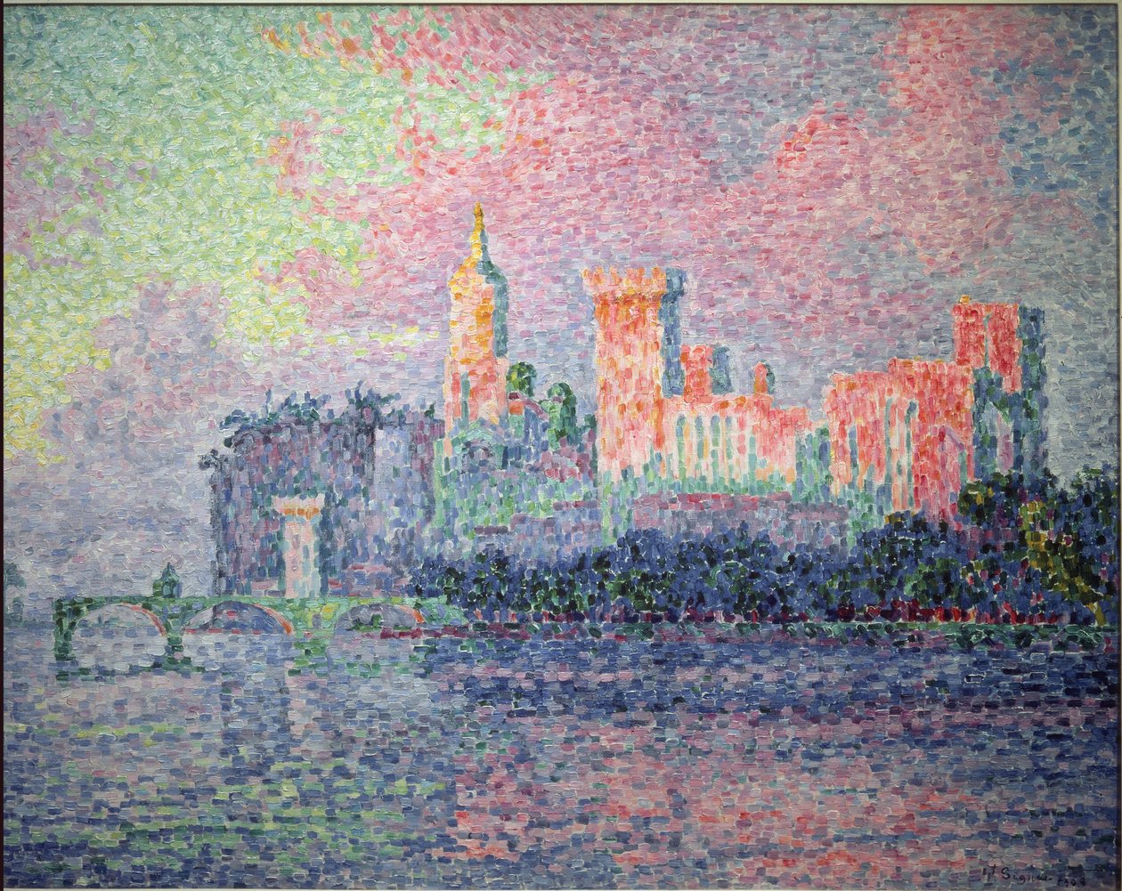 Pavenes slott i Avignon - 1900. Olje på lerret av Paul Signac