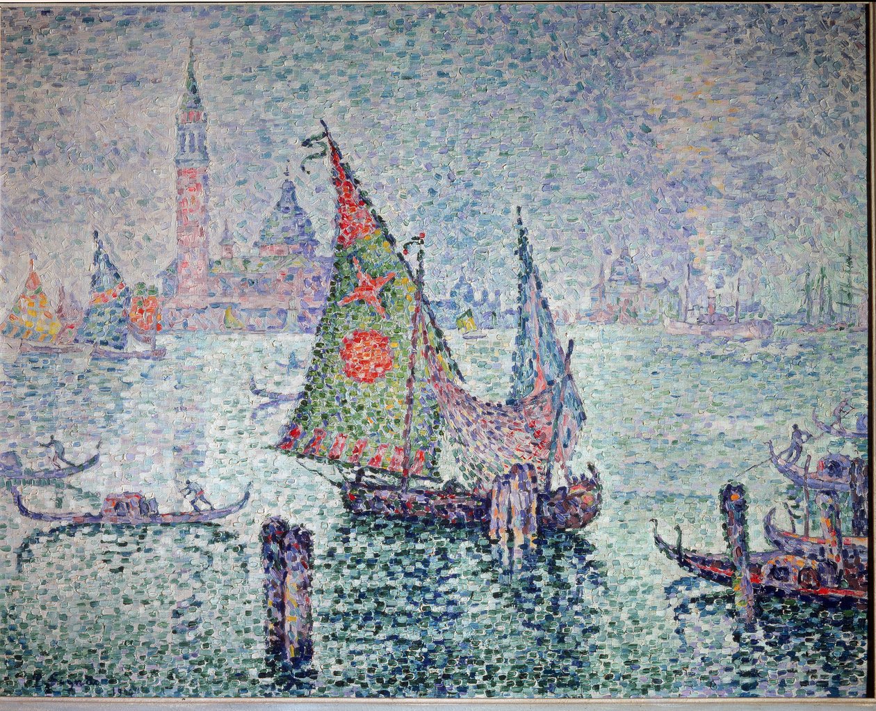 Det grønne sløret, Venezia - 1904. Olje på lerret av Paul Signac