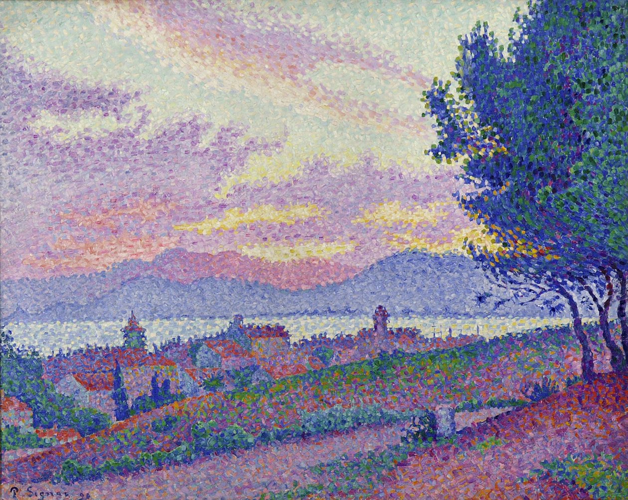 Utsikt over Saint-Tropez, solnedgang ved Bois de Pins, 1896. av Paul Signac