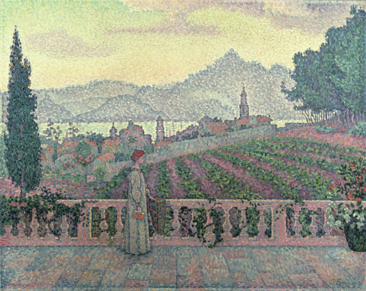 Kvinne på terrassen, 1898 av Paul Signac