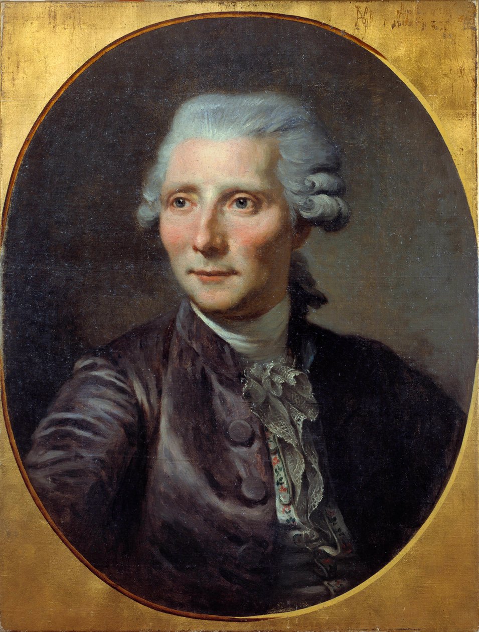 Portrett av mennesket (tidligere identifisert med Pierre Augustin Caron de Beaumarchais (1732 - 1799). Maleri av Paul Constant Soyer (1823-1903) (fra maleriet av Jean Baptiste Greuze), olje på lerret av Paul Soyer