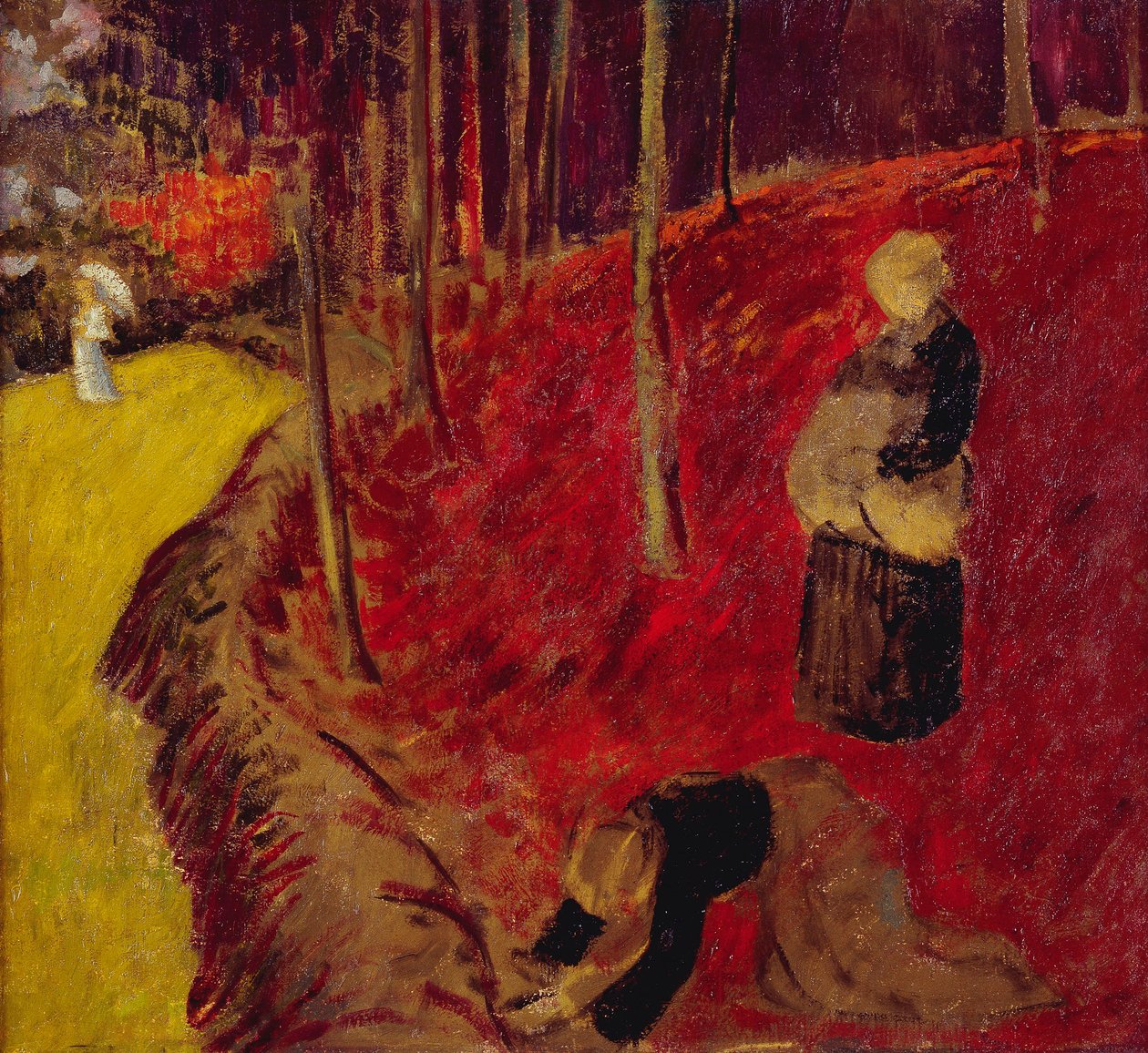 Fern Gatherers i Bois d"Amour ved Pont Aven; Les Ramasseuses de Fougeres au Bois d"Amour ved Pont Aven, ca. 1910 av Paul Sérusier
