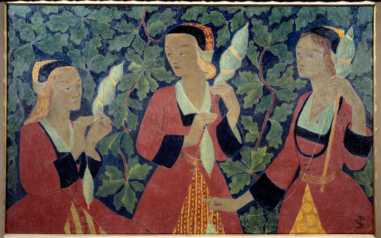 The Three Spinners Painting av Paul Serusier (1863-1927) 1918 Brest Museum of Fine Arts av Paul Sérusier