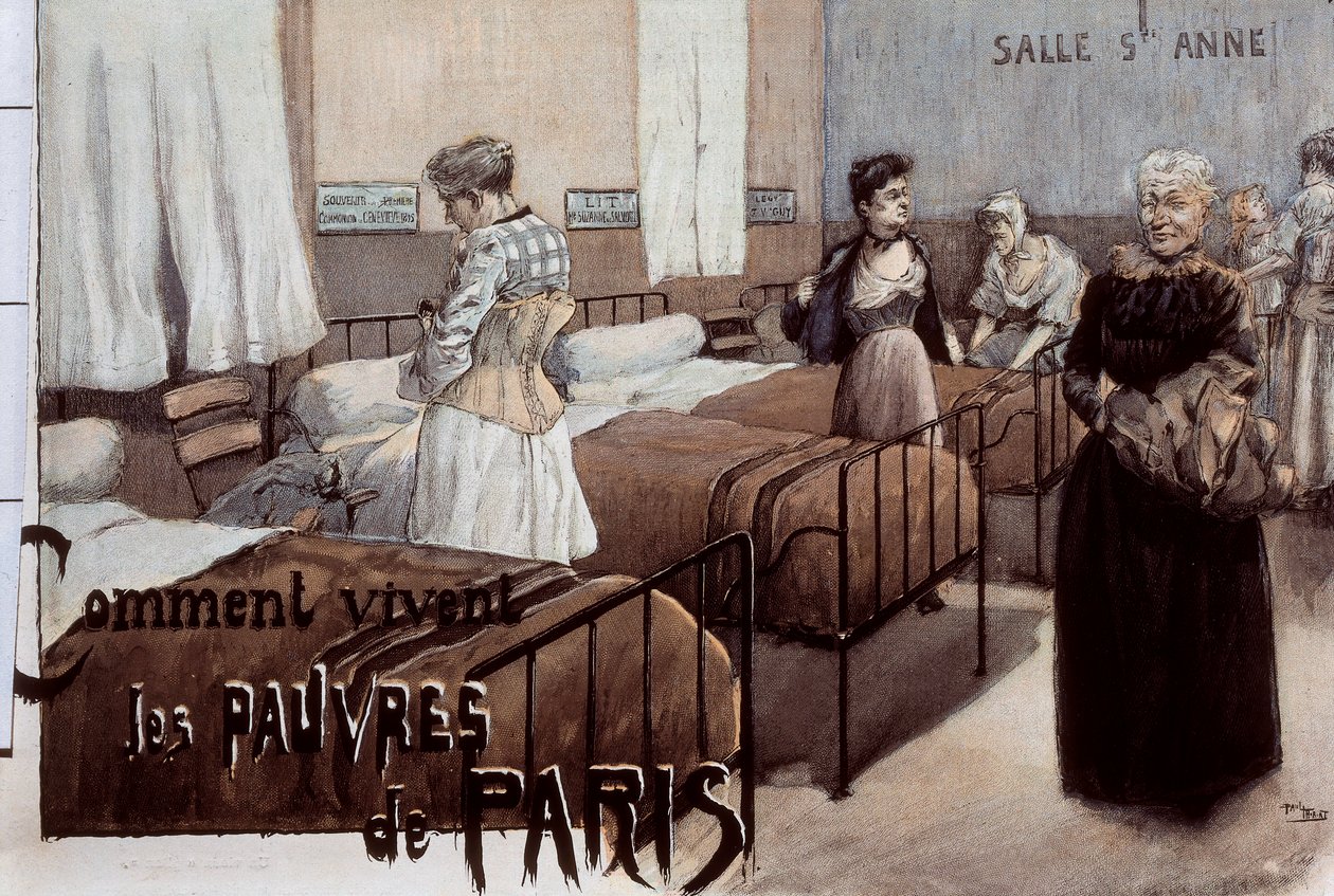 De fattige i Paris, tidlig på 1900-tallet (tegning) av Paul Thiriat