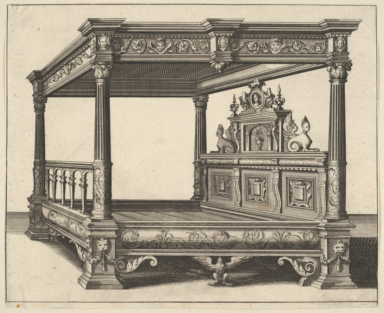 Himmelseng fra Verscheyden Schrynwerck ... [Flere snekkerverk ...], 1658. av Paul Vredeman de Vries