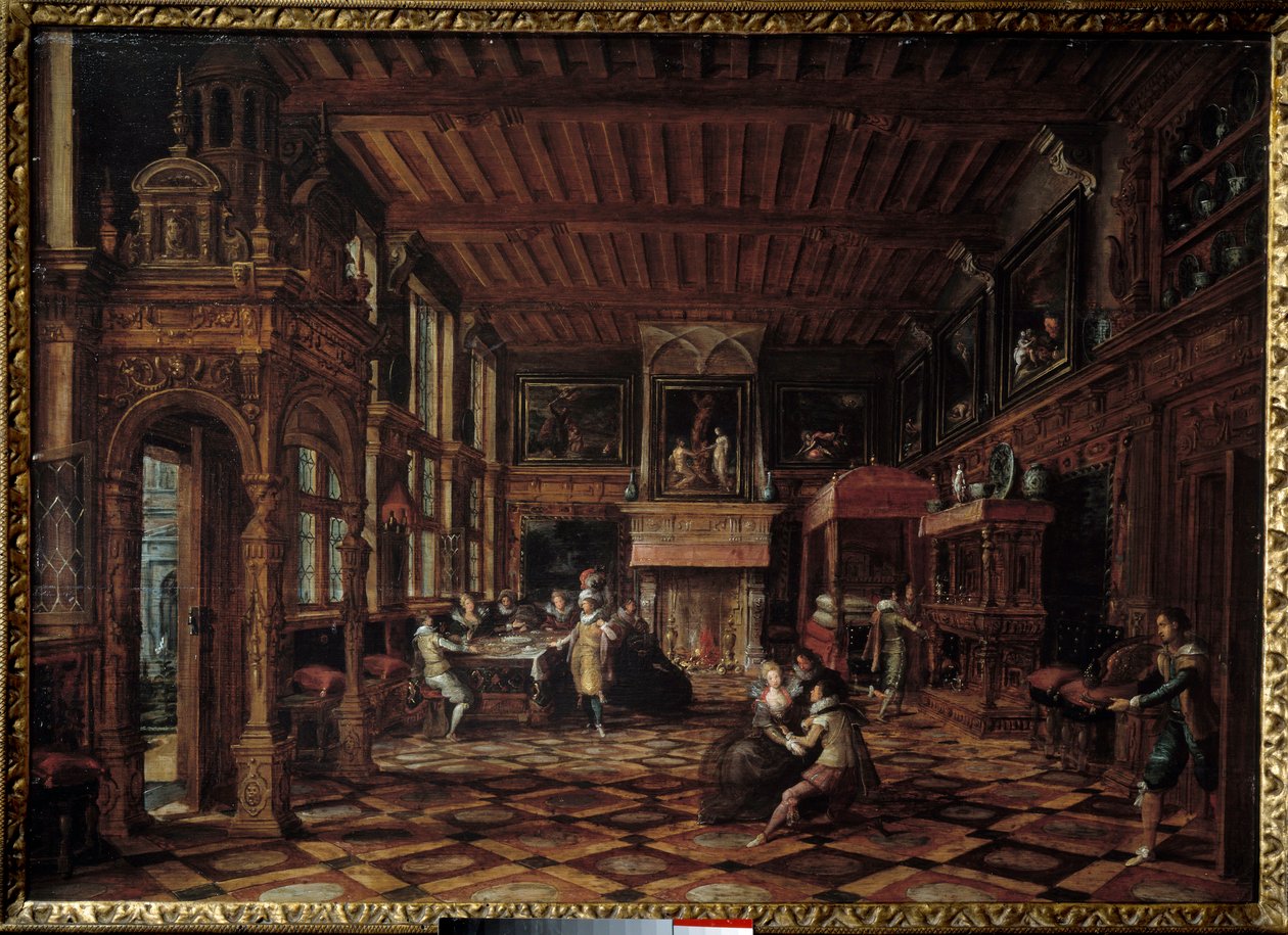 flamsk interiør. Maleri av Paulus Vredeman De Vries (1567-1630) av Paul Vredeman de Vries