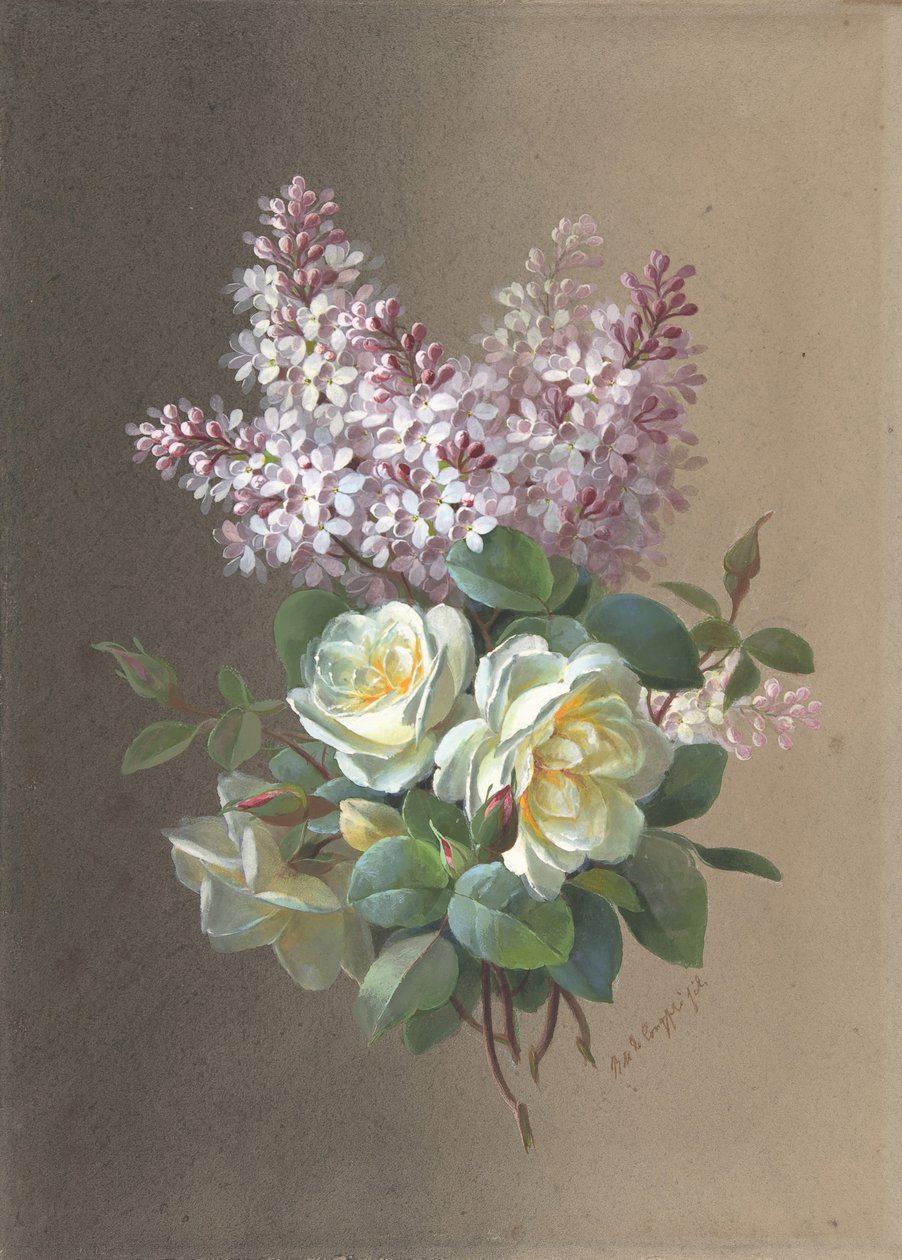 Blomster: Roser og syriner, slutten av 1800-begynnelsen av 1900-tallet. av Paul de Longpré