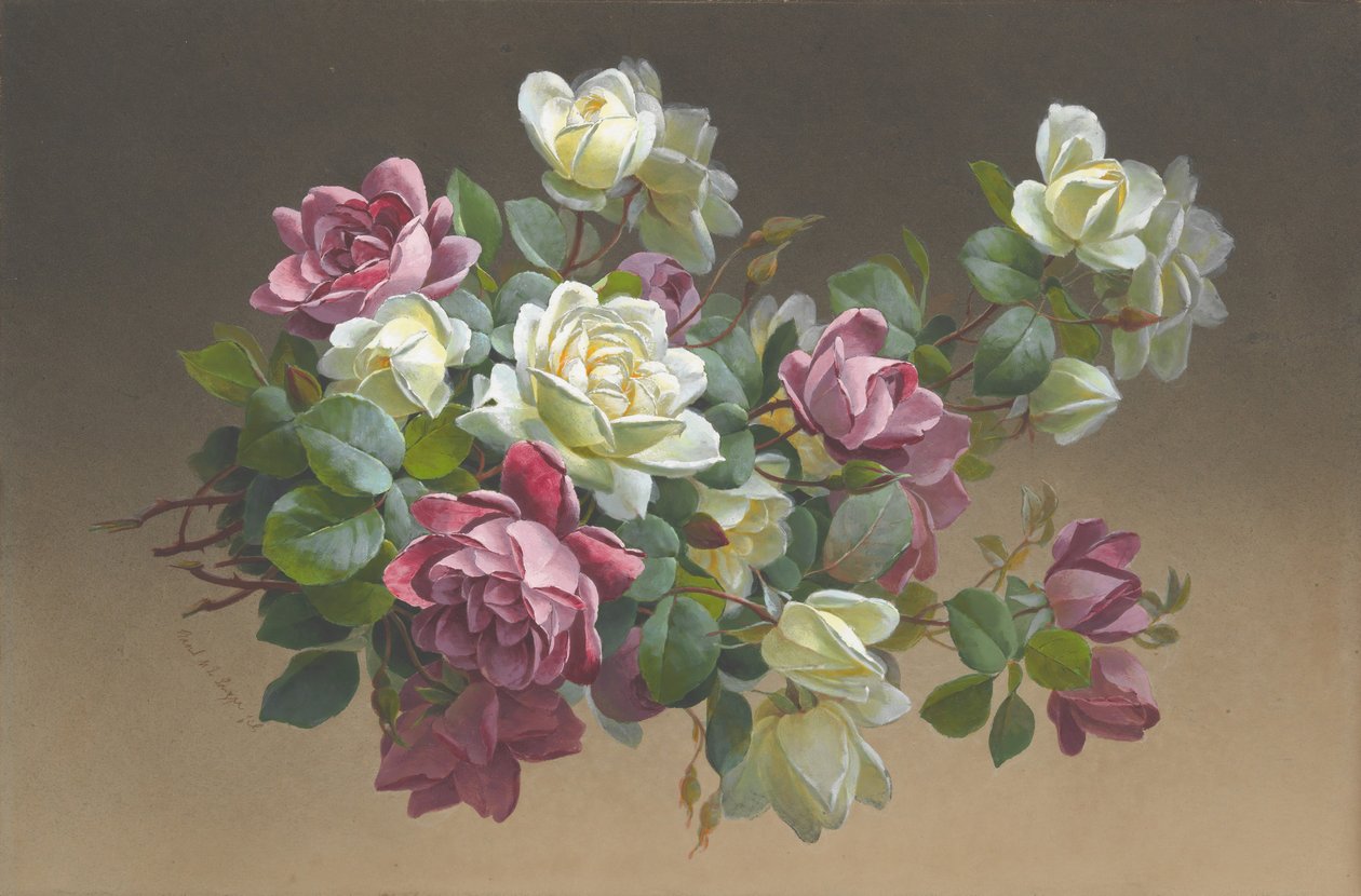 Blomster: Roser, slutten av 1800-begynnelsen av 1900-tallet. av Paul de Longpré
