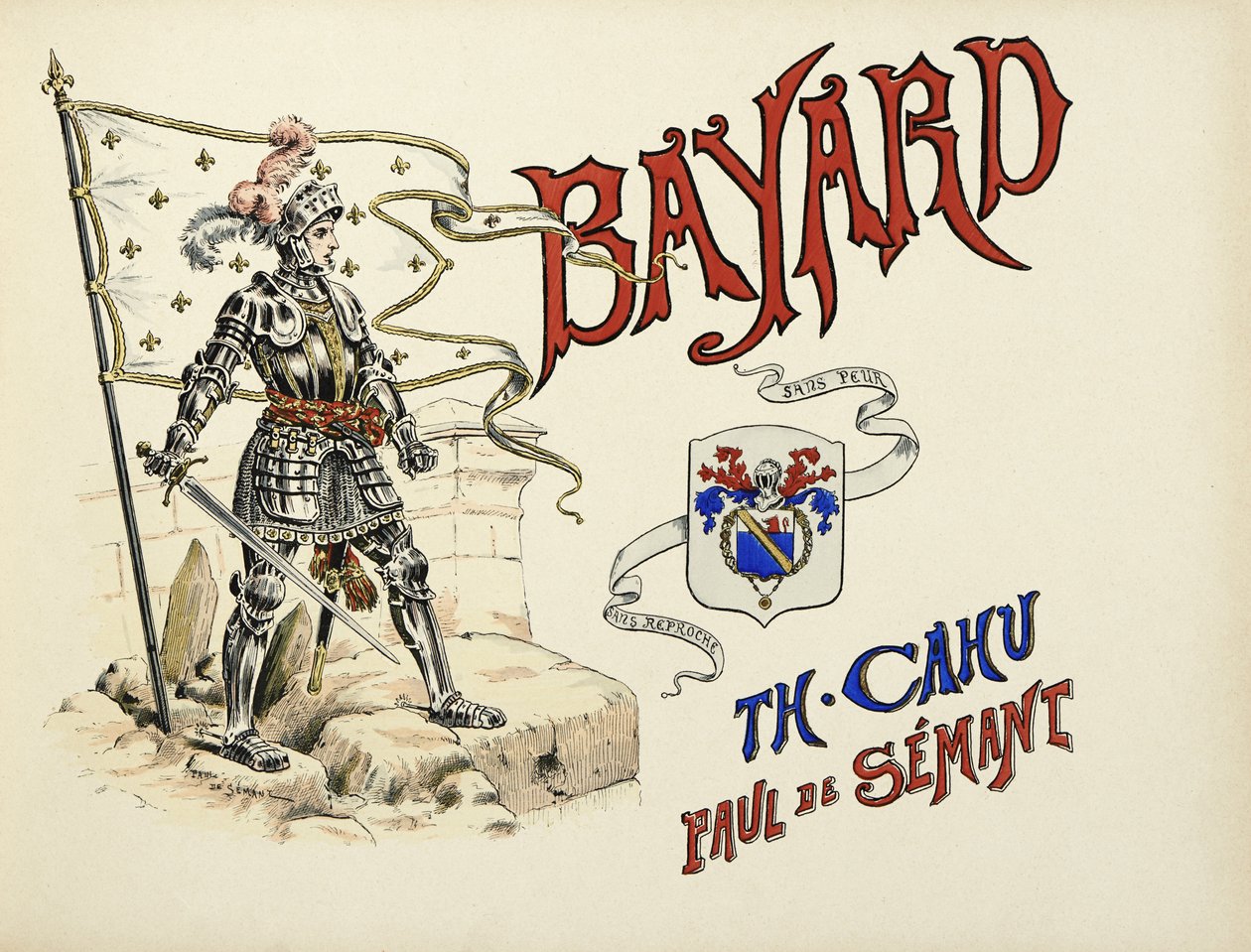 Illustrasjon hentet fra boken "Histoire du chevalier Bayard" av Theodore Cahu, illustrert av Paul De Semant (1855-1915) av Paul de Semant