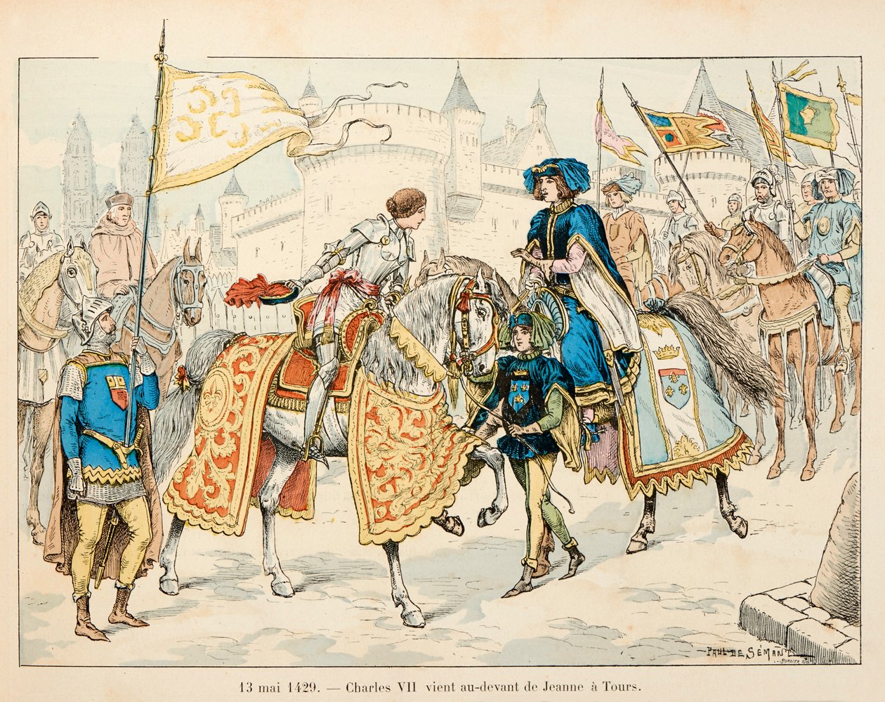 Illustrasjon hentet fra boken "" Joan of Arc "" av Theodore Cahu og illustrert av Paul De Semant (1855-1915): Den 13. mai av Paul de Semant